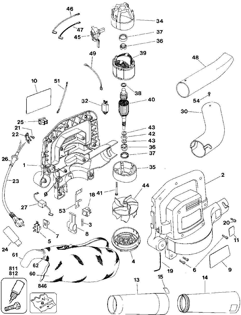 Exploded Diagram A Diagram and Parts List for GW150-24 Type 4 Black and Decker Leaf Blower / Vacuum